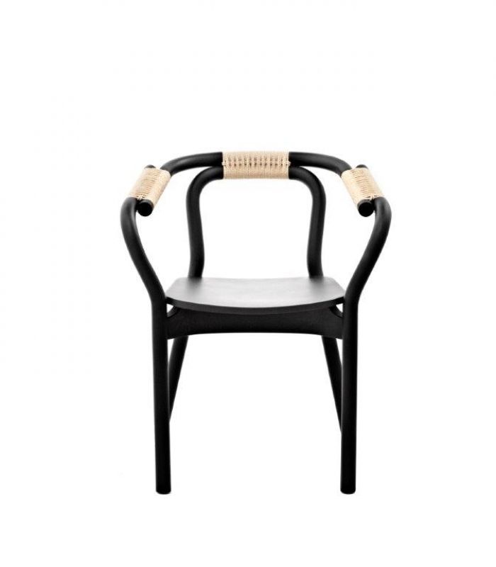 Schwarzer Knot Chair von Normann Copenhagen mit Seil-Details, skandinavisches Design für Wohnzimmer und Esszimmer.